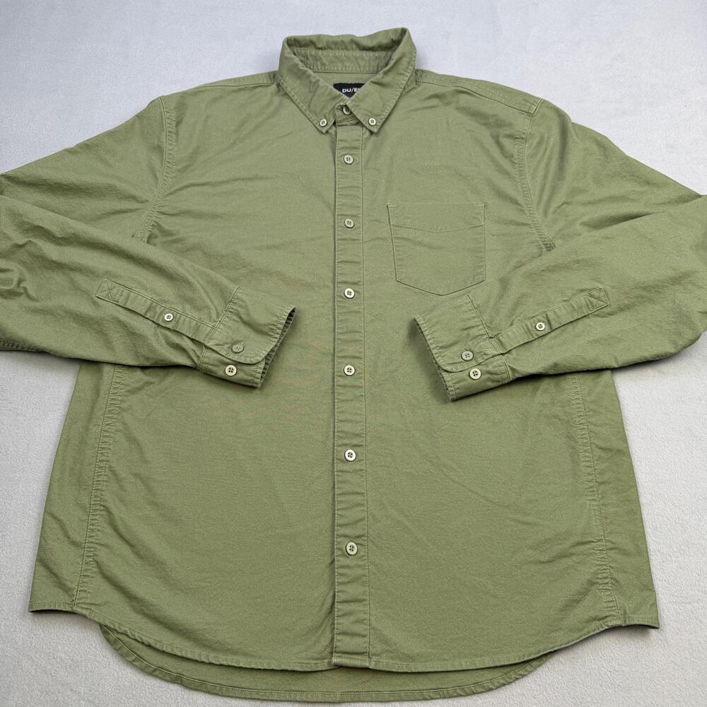 DUER Shirt Mens XL Green Solid Long Sleeve Button Down Casual Style MCXS1607